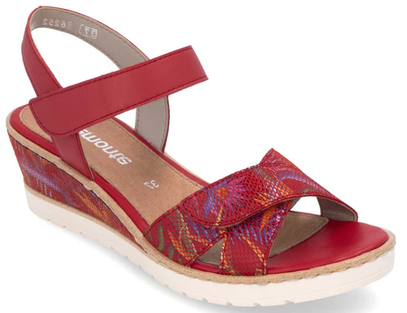Sandales compensées pour femme Rieker - Remonte R6252-33, rouge